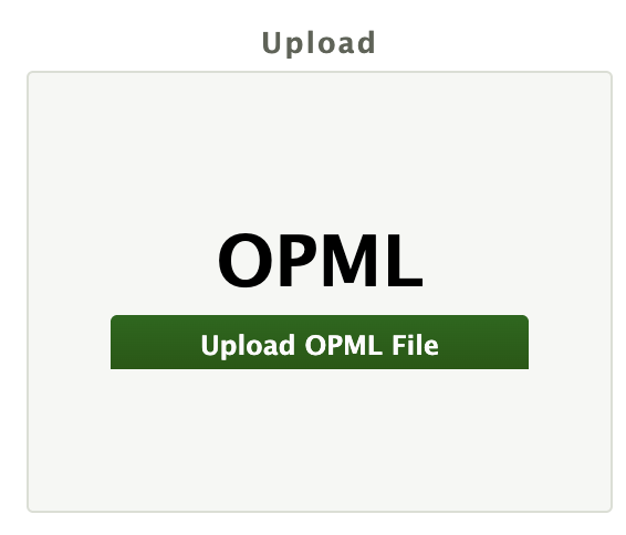 OPML import dialog for bringing feeds from other readers