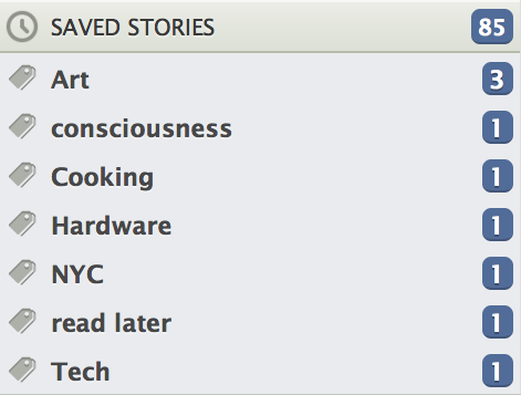 Saved stories organized with custom tags